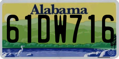 AL license plate 61DW716
