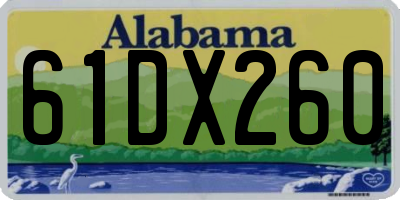 AL license plate 61DX260