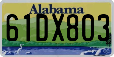 AL license plate 61DX803