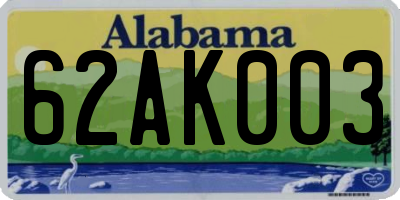 AL license plate 62AK003