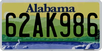 AL license plate 62AK986
