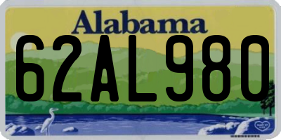 AL license plate 62AL980