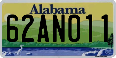 AL license plate 62AN011