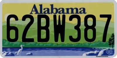 AL license plate 62BW387