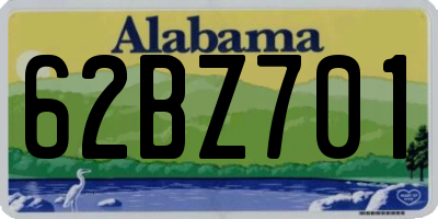 AL license plate 62BZ701