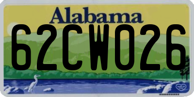 AL license plate 62CW026