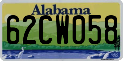 AL license plate 62CW058