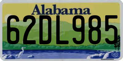 AL license plate 62DL985