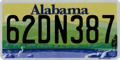 AL license plate 62DN387