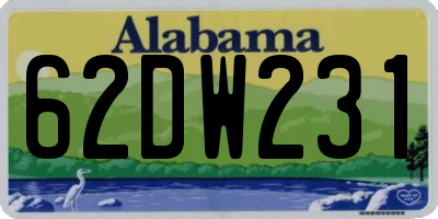 AL license plate 62DW231
