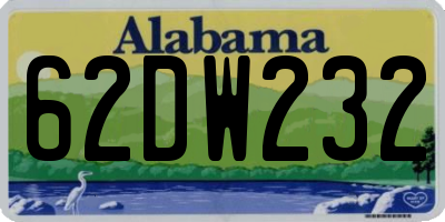 AL license plate 62DW232