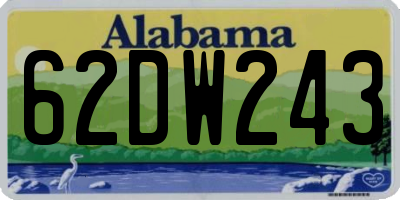 AL license plate 62DW243
