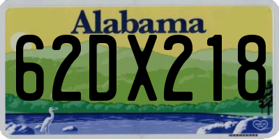 AL license plate 62DX218