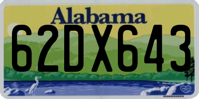 AL license plate 62DX643