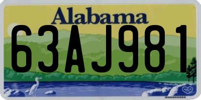 AL license plate 63AJ981