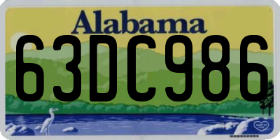 AL license plate 63DC986