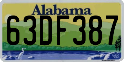 AL license plate 63DF387