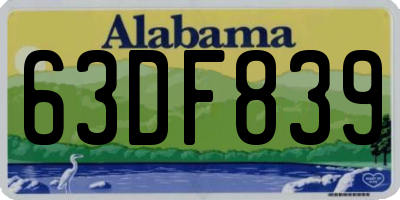 AL license plate 63DF839