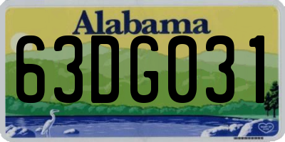 AL license plate 63DG031
