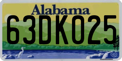 AL license plate 63DK025