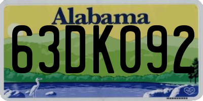 AL license plate 63DK092