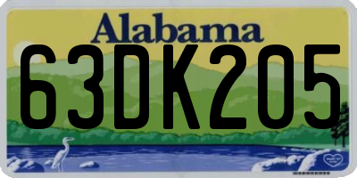 AL license plate 63DK205
