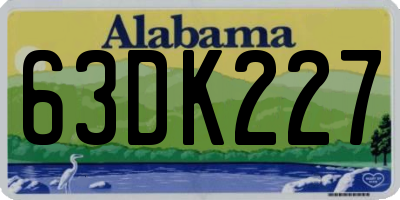AL license plate 63DK227