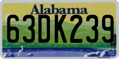 AL license plate 63DK239