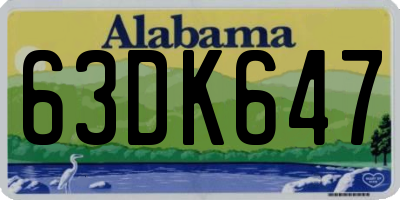 AL license plate 63DK647