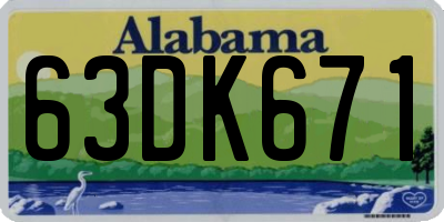 AL license plate 63DK671