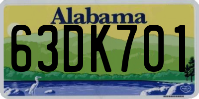 AL license plate 63DK701