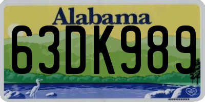 AL license plate 63DK989