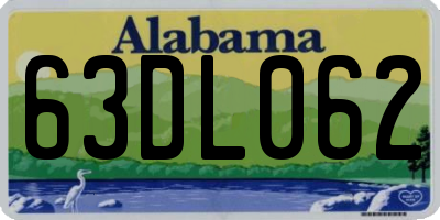 AL license plate 63DL062