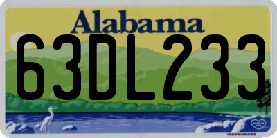AL license plate 63DL233