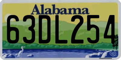 AL license plate 63DL254