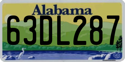 AL license plate 63DL287