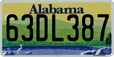 AL license plate 63DL387