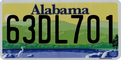 AL license plate 63DL701