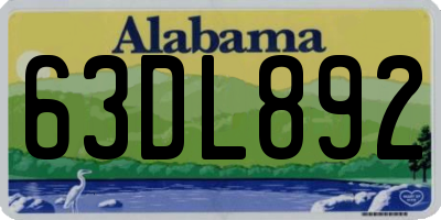 AL license plate 63DL892