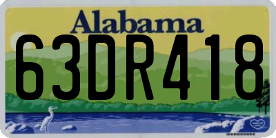 AL license plate 63DR418