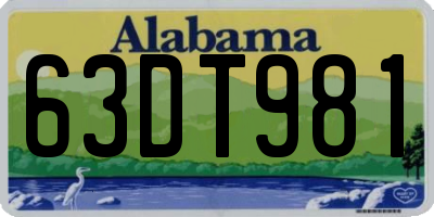 AL license plate 63DT981