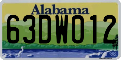 AL license plate 63DW012