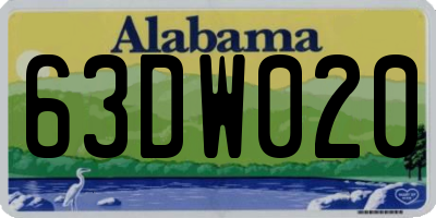 AL license plate 63DW020