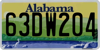 AL license plate 63DW204