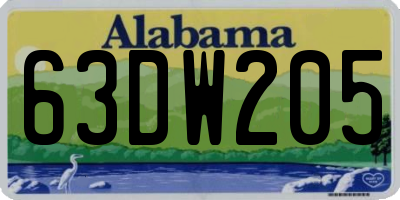 AL license plate 63DW205
