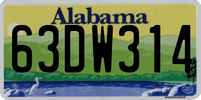 AL license plate 63DW314