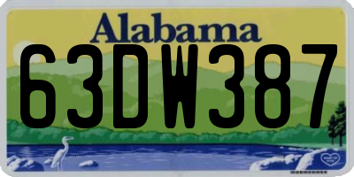 AL license plate 63DW387