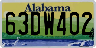 AL license plate 63DW402