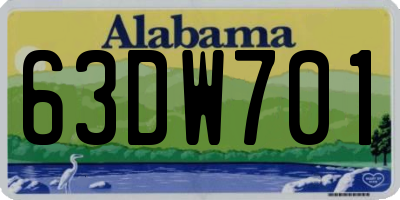 AL license plate 63DW701