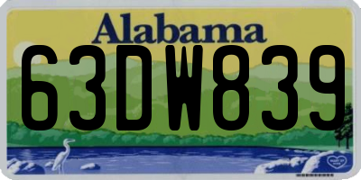 AL license plate 63DW839